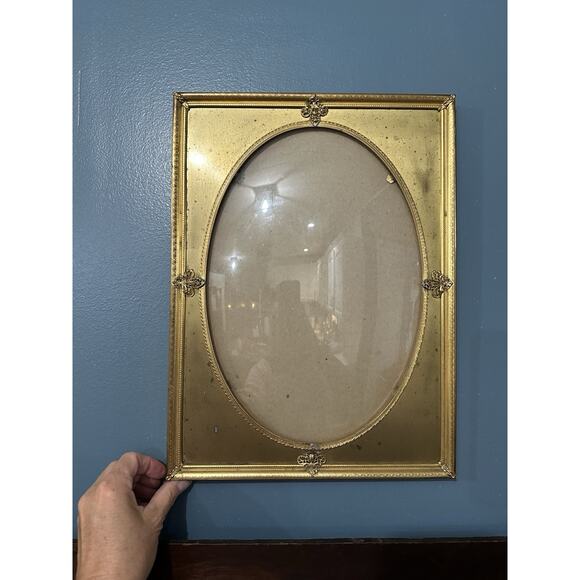 19th Century Empire Ormolu Convex Ornate Gilded Brass Louis XVI Picture Frame - Picture 7 of 10